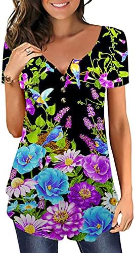 Kısa Kollu Üst Gömlek Bayan Sonbahar Yaz giyim Moda Pamuk Crewneck Çiçek Grafik Pilili Salonu Tshirt H3