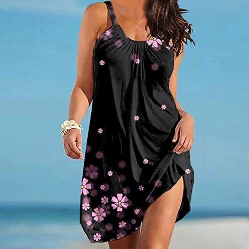 Bayan Elbiseler Halter Boyun Mini Elbise Kolsuz Casual Yaz Plaj Sundress Gevşek Salıncak Tunik T Bayan Bir Çizgi