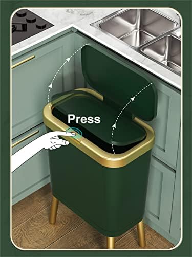 N / A 15L Altın çöp tenekesi Mutfak Banyo için Dört Ayaklı Yüksek Ayak İtme Tipi Plastik Dar çöp tenekesi kapaklı (Renk :