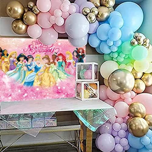 Pembe Prenses Zemin Doğum Günü Partisi için Prenses Fotoğraf Arka Plan Prenses Parti Süslemeleri Kızlar Çocuklar için Bebek