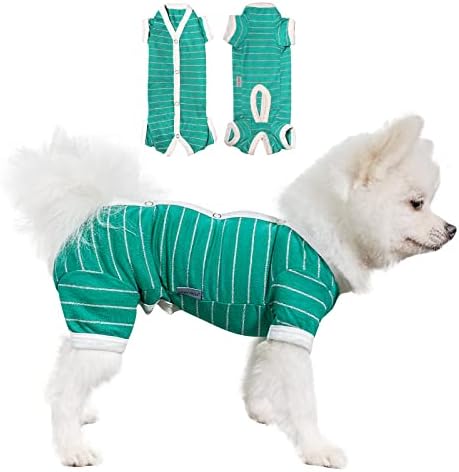 TONY HOBY Köpek Pijama, Köpek Yaz Gömlek, Köpek Jumpusuit 4 Bacaklı Kurtarma Takım Elbise Nefes Küçük Orta Köpek için (Yeşil,