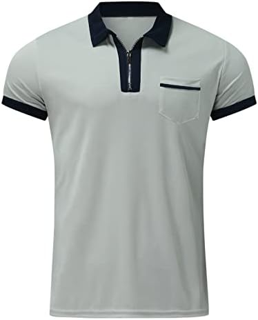 XXBR Fermuar polo gömlekler Mens için, 2022 Yeni Yaz 1/4 Zip Boyun Golf Üstleri Kısa Kollu Casual Gömlek Ön Cep ile