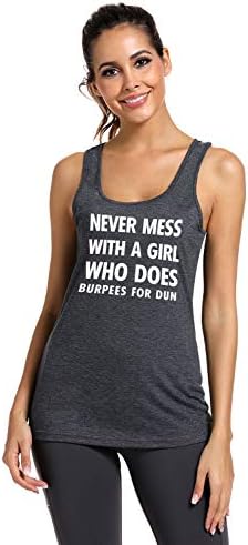 FANNOO Egzersiz Tankı Üstleri Kadınlar için Hedef Ağırlık Bayan Komik Söyleyerek Spor Salonu Racerback Kolsuz Gömlek