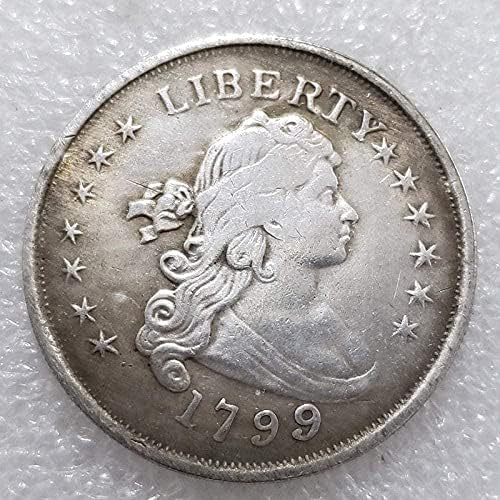 Antika El Sanatları 1799 Amerikan Pirinç Gümüş Kaplama Eski Gümüş Dolar Sikke Yabancı Gümüş Dolar 0054