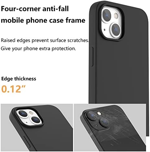 VAKS için iPhone 14 Artı 6.7 inç Sıvı Silikon Kılıf ile 2 Temperli Cam Ekran Koruyucu + 2 Kamera Lens Koruyucu, darbeye Dayanıklı