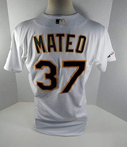 2019 Oakland A Atletizm Jorge Mateo 37 Oyun Verilen Beyaz Jersey 150 Yama Oyun Kullanılan MLB Formaları