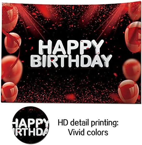 7x5FT Yumuşak Kumaş/Polyester Kırmızı ve Siyah Glitter Mutlu Doğum Günü Fotoğraf Arka Plan Prenses Kız Bday Dekor Kız Erkek