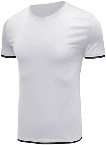 Erkek Düz T-Shirt Kısa Kollu Yaz Gömlek Yuvarlak Boyun Düz Üstleri Zayıflama Günlük Rahat Klasik Tee Spor Bluz
