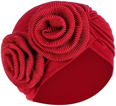 Fırfır Pilili Türban Headwrap Kadınlar için Wrap Türban Çiçek Bere Şapka Streç Vintage Hımbıl Kafa Sarar Kadınlar için