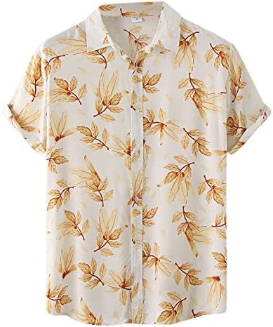 ZDFER Erkek Hawaii Gömlek Dalga Noktası Baskı Kısa Kollu Düğme Aşağı Gömlek Plaj Rahat Yaz Turn Down Yaka Gömlek