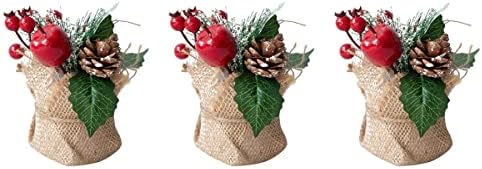 3 adet Yapay Berry Çam Kozalağı Saksı Bitki Noel Dekorasyon Yaratıcı Noel Masaüstü Süsleme Tipi 3