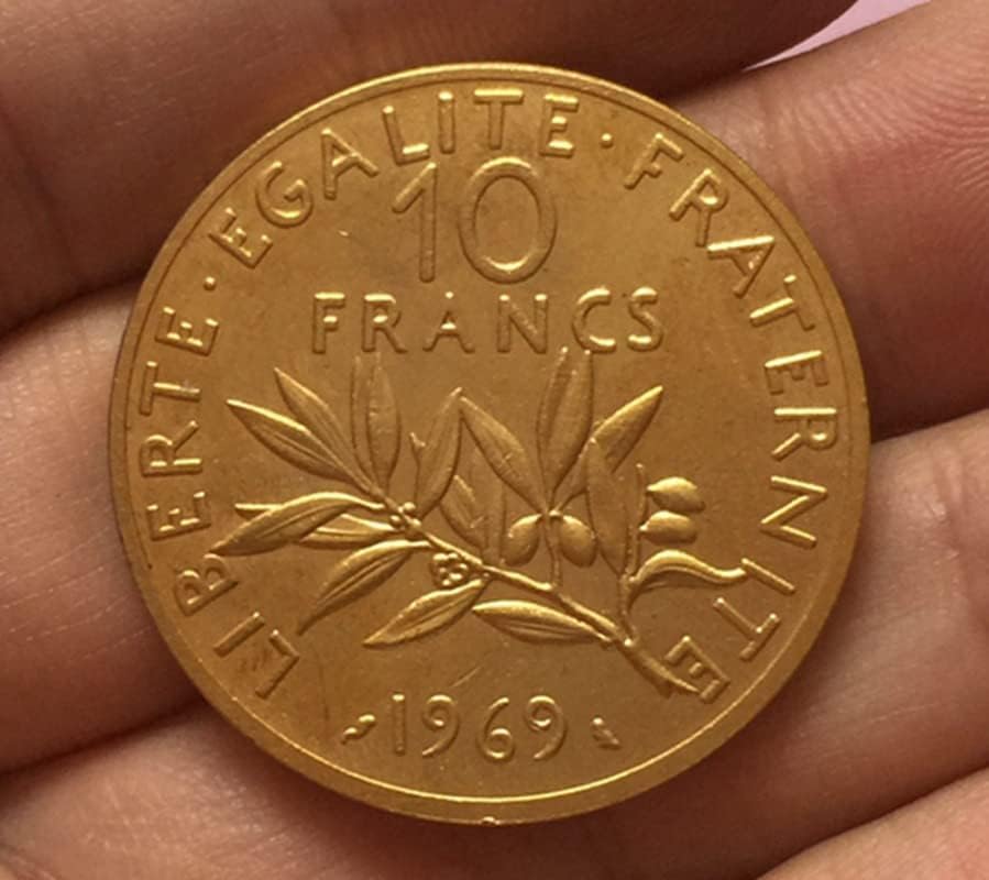 1969 Fransız Paraları Bakır Altın Kaplama Antika Gümüş Dolar Paraları El Sanatları Koleksiyonu Darbe Olabilir