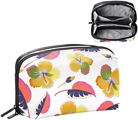 Taşıma çantası Seyahat kılıf çanta USB kablo düzenleyici Cep Aksesuar Fermuar Cüzdan, Tropikal Yapraklar Çiçekler Ebegümeci