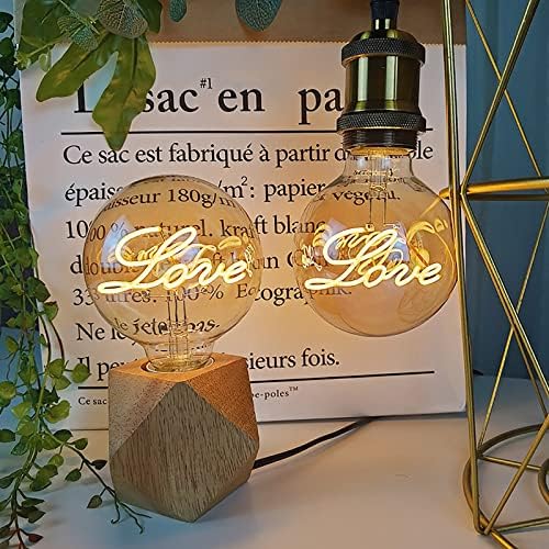 Aşk Şekli Mektup Dekoratif Asılı Ampul, edison ampulleri 4W Vintage Edison Ampul G95 Retro led ışık Ampul Kısılabilir E26