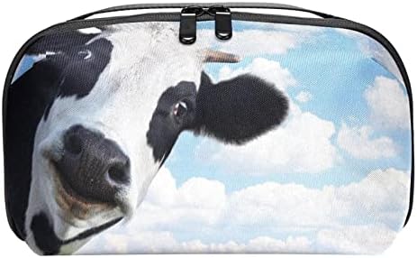 Taşıma çantası Seyahat kılıf çanta USB kablo düzenleyici Cep Aksesuar Fermuar Cüzdan, Çayır Manzara Hayvan İnek