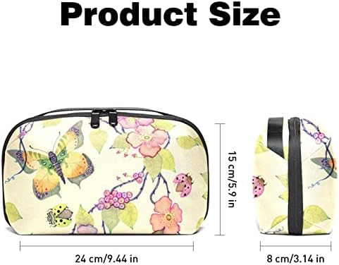 Taşıma çantası Seyahat kılıf çanta USB kablo düzenleyici Cep Aksesuar Fermuar Cüzdan, Sanat Kelebek Çiçek Bahar