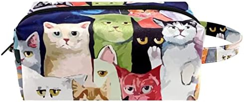 TBOUOBT Makyaj Çantası Seyahat kozmetik çantası Kılıfı Çanta fermuarlı çanta, Kedi Aile Karikatür Hayvanlar