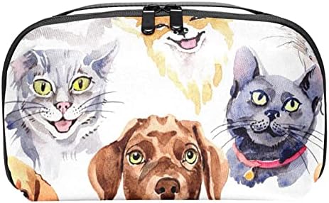 Taşıma çantası Seyahat kılıf çanta USB kablo düzenleyici Cep Aksesuar Fermuar Cüzdan, Suluboya Hayvan Kedi Köpek
