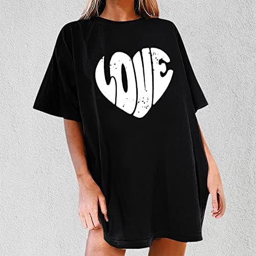Kadın Tee Sonbahar Yaz Kısa Kollu Konfor Renk Giyim Crewneck Aşk Grafik Salonu Mütevazı Üst Gömlek Bayan 3Q