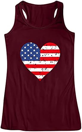 4th Temmuz Gömlek Tankı Üstleri Kadınlar için Kolsuz U Boyun Tee Gömlek Amerikan Bayrağı Yıldız Çizgili Spor Tunik Tank Top
