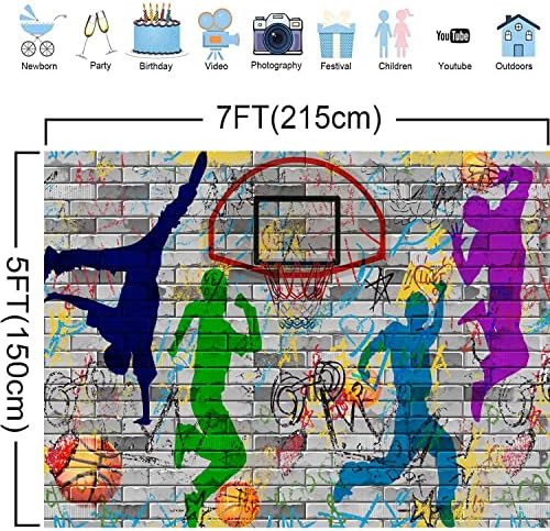 KİKİDOR 7x5ft Sokak Duvar Graffiti Zemin Basketbol Kaykay Spor Parkı Graffiti Sanat Fotoğraf Arka Plan Açık Spor Parti Dekorasyon