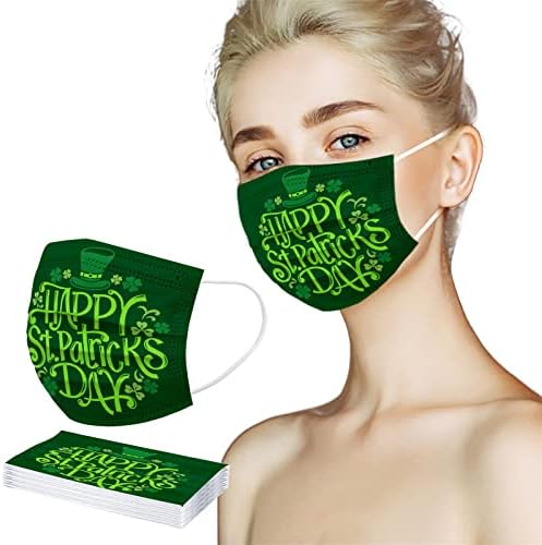Aziz Patrick Günü Tek Kullanımlık Yüz Maskeleri Yetişkinler için Kadın Erkek, Shamrock Anti Toz yüz kapatma Bandana Maskesi