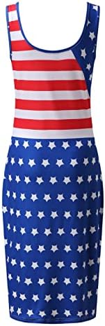 4th Temmuz Seksi Elbise Kadınlar için Yaz Bodycon Mini Elbise Amerikan Bayrağı Scoop Boyun Cami Kolsuz Kokteyl Parti Elbise