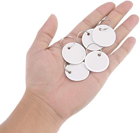 100 Adet Beyaz Anahtar Etiketleri Metal Anahtar Etiketleri Yuvarlak Kağıt Anahtar Etiketleri Bölünmüş Halkalar(40mm, Beyaz)