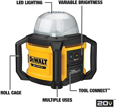 DEWALT 20V MAX LED Çalışma ışığı, Kompakt ve Taşınabilir, Hava Koşullarına ve Toza Dayanıklı, Kablosuz (DCL074)