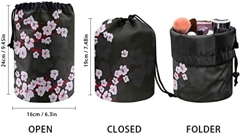 Poceacles Kiraz Çiçeği Baskı İpli Makyaj Çantası Kadınlar için, Büyük Taşınabilir makyaj çantası Seyahat Organizatör Çantası,