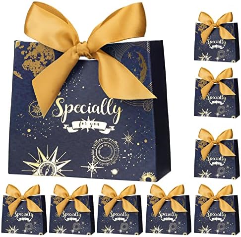 SWANGSA 50 Paket Küçük Parti hediye keseleri Kutuları düğün iyilik Kutuları, Yıldızlı Mavi Mini Teşekkür Ederim Çanta Kutuları