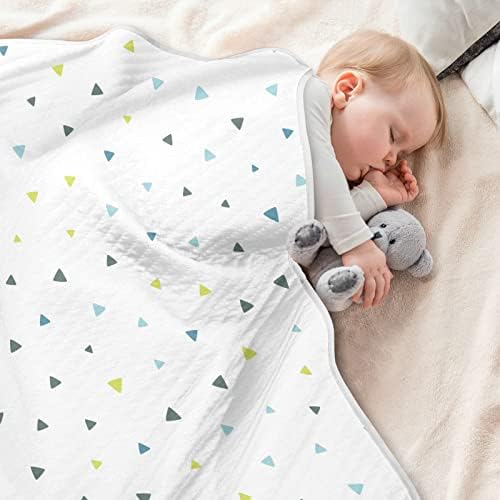 Kundak Battaniyesi Geometrik Desen Üçgenler Bebekler için Pamuklu Battaniye, Battaniye Alma, Beşik, Bebek Arabası, Kreş Battaniyeleri