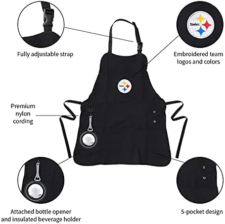 Takım Sporları Amerika NFL Pittsburgh Steelers Ultimate Izgara Önlüğü / Şişe Açacağı ve Yalıtımlı İçecek Tutacağı / Ağır