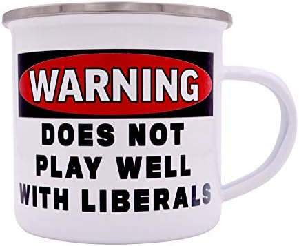 Komik Uyarı İle İyi Oynamıyor Liberaller Kamp Kupa Emaye Kamp Kahve Fincanı Hediye Muhafazakar Cumhuriyetçi