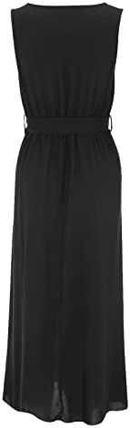 MIASHUI Gömlek Elbise Kemer ile Yaz Maxi Elbiseler kadınlar için Tatil Kolsuz Lace Up Uzun Kollu Elbise Kadınlar için V