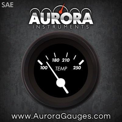 Aurora Instruments 1181 Işaretleyici Siyah SAE Su Sıcaklık Göstergesi (Beyaz Vintage İğneler, Siyah Trim Yüzük, stil Kiti