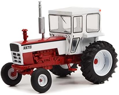 1974 2270 Traktör Kapalı Kabin Kırmızı ve Beyaz Aşağı Çiftlikte Serisi 7 1/64 Diecast Model Greenlight 48070 C