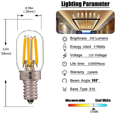 Lxcom aydınlatma E12 LED ampul 4 W gece ampuller T7 şamdan ışık lamba 6000 K günışığı beyaz 40 W eşdeğer aletleri ampuller