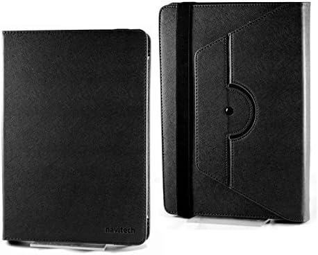Navitech Siyah suni deri kılıf Kapak ile 360 Dönme Standı Stylus ile Uyumlu Alba 10 İnç 16GB Tablet