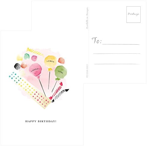 Not Kartı Cafe Doğum Günü Kartpostal | 60 Paket | Suluboya Kutlama / 4. 25x6 in Standart Boyutu Posta USPS Damga / Çeşitli