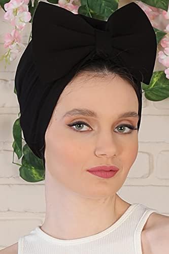 Aisha'nın Tasarım Anında Türban Kadınlar için Yay ile, %95 % Pamuk Kafa Şal Şapkalar, Başörtüsü Kap Şık Tasarım