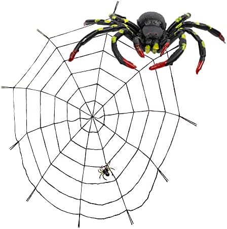 Rüzgarlı Şehir Yenilikleri 5 Feet Siyah Örümcek Ağı | Örümcek / Cadılar Bayramı Örümceği, Perili Ev Dekoru, İç Mekan Dış