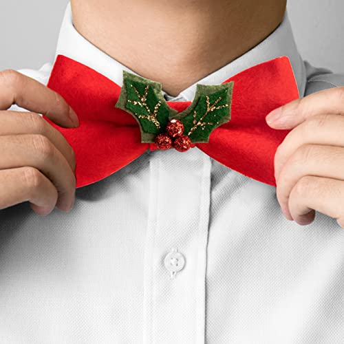 DEMDACO Yeşil ve Kırmızı Holly Berry Bir Boyut En Uyar Polyester erkek Noel Boyun Klip papyon Aksesuar