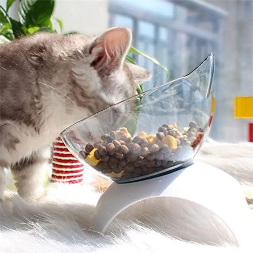 BIENKA köpek maması kasesi Kedi Yükseltilmiş Standı besleme kasesi Şeffaf Plastik Pet Gıda Su Besleyici Kase 15 Derece Eğimli