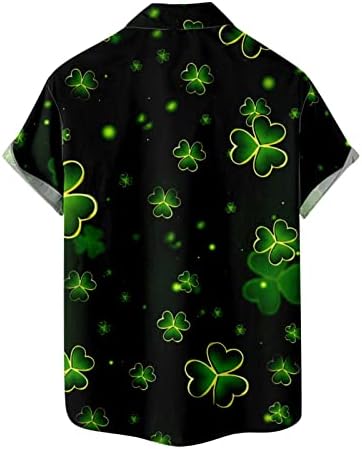 T Shirt Erkekler için Rahat Düğmeler Aziz patrick Günü Baskı Cep Yatak Açma Kısa Kollu Gömlek Tatil Bluzlar Artı Boyutu