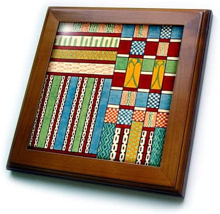 3dRose Antik Afrika Dekoratif Desen Renkli Soyut Geometrik. - Çerçeveli Fayanslar (ft-371832-1)