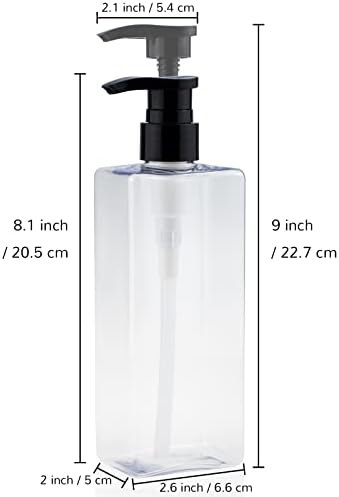 Etiketli Boş Şampuan Şişeleri-Kimqi Pompalı 3 ADET Set Şampuan Kremi Vücut Yıkama Sebili - Duş için 16 OZ / 500ML Şampuan