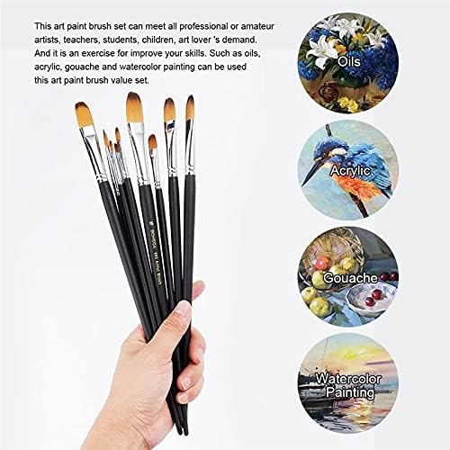 LMMDDP 9 Adet Sanatçı Boya Fırçaları Naylon Boya Uzun Saplı Boyama Fırça Seti Yağlar, Akrilik, Guaj ve Suluboya Resim