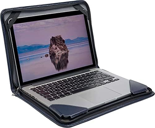 Broonel Mavi Deri Dizüstü Bilgisayar Çantası-HP Chromebook 15-de0000na Full HD Dizüstü Bilgisayarla Uyumlu