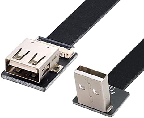 Cablecc Yukarı Açılı USB 2.0 Tip-A Erkek Kadın Uzatma Veri Düz İnce FPC Kablosu FPV ve Disk ve Tarayıcı ve Yazıcı 20CM